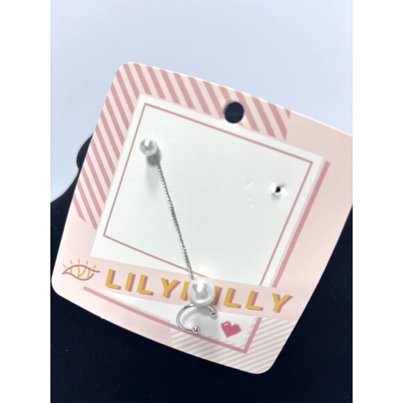 LILYMILLY Silver Pearl Chain Dangle Earrings Costume Drop Fashion Jewelry NEW - Picture 3 of 6